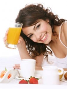 Woman eating healthy foods