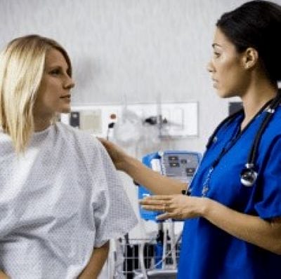 woman at her doctor