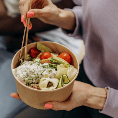 woman eating healthy food